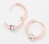 Diamonique Roundel 14K Rose Clad Sterling Silver Hoop Earrings